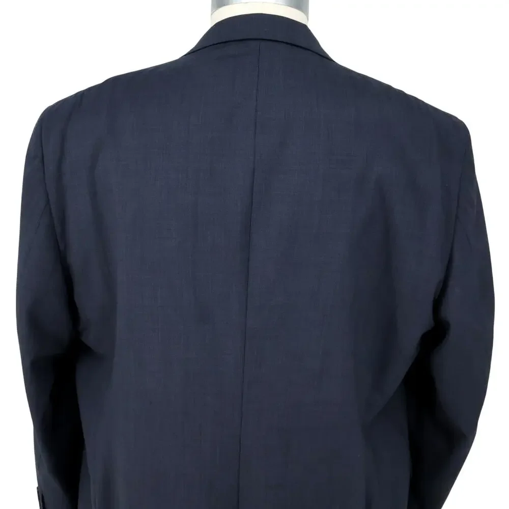 Jos A Bank Sport Coat Mens 50R Blue Wool Jacket Lined Blazer Micro Plaid Career
